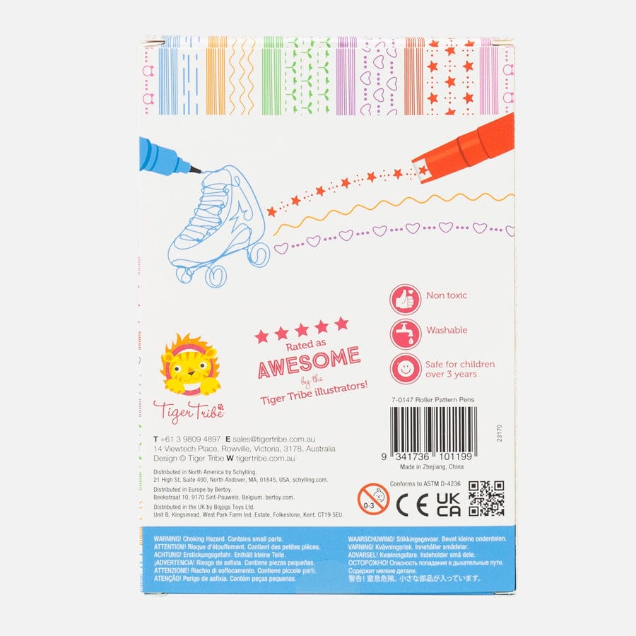 Tiger Tribe Gift Stationery Roller Pattern Pens