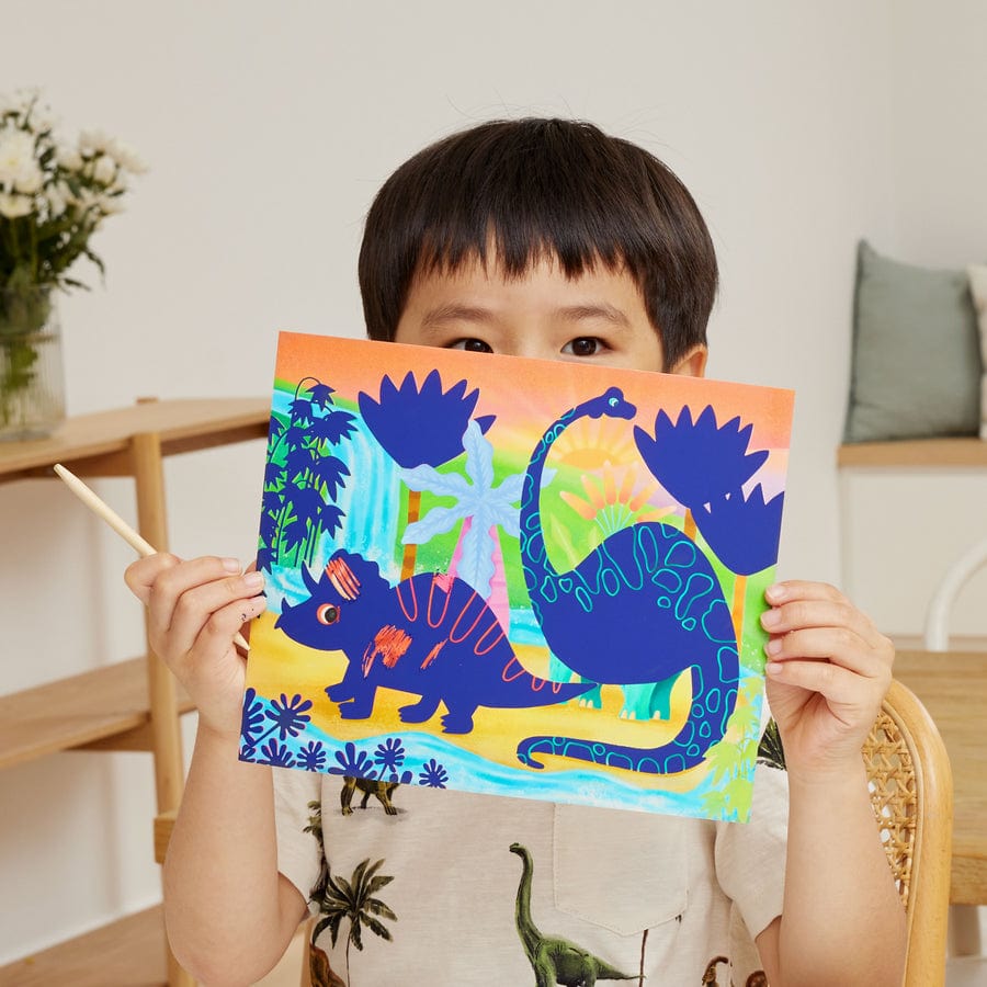 Tiger Tribe Gift Stationery Scratch Art - Dinosaurs