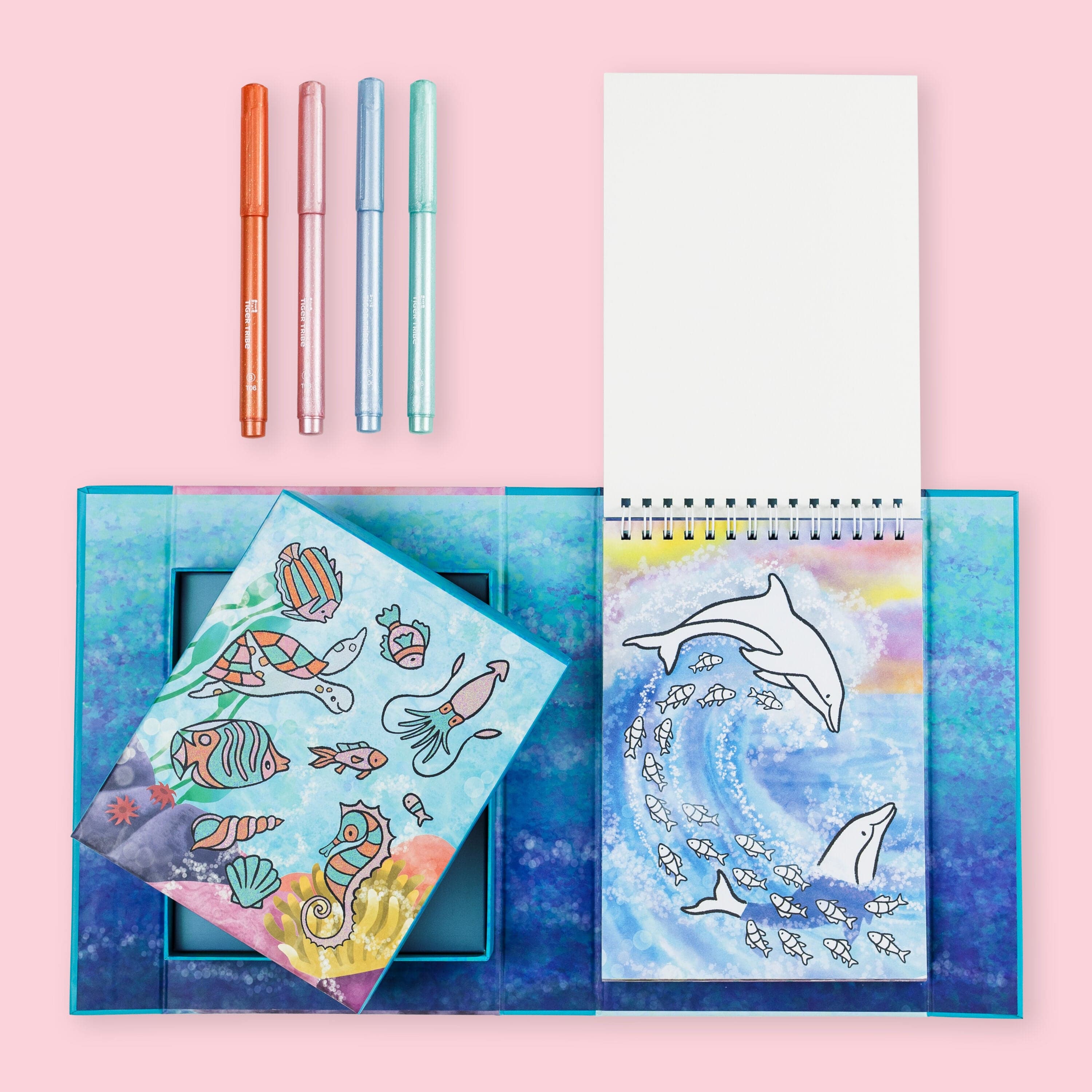 Tiger Tribe Gift Stationery Shimmer Colouring Set - Sea Life
