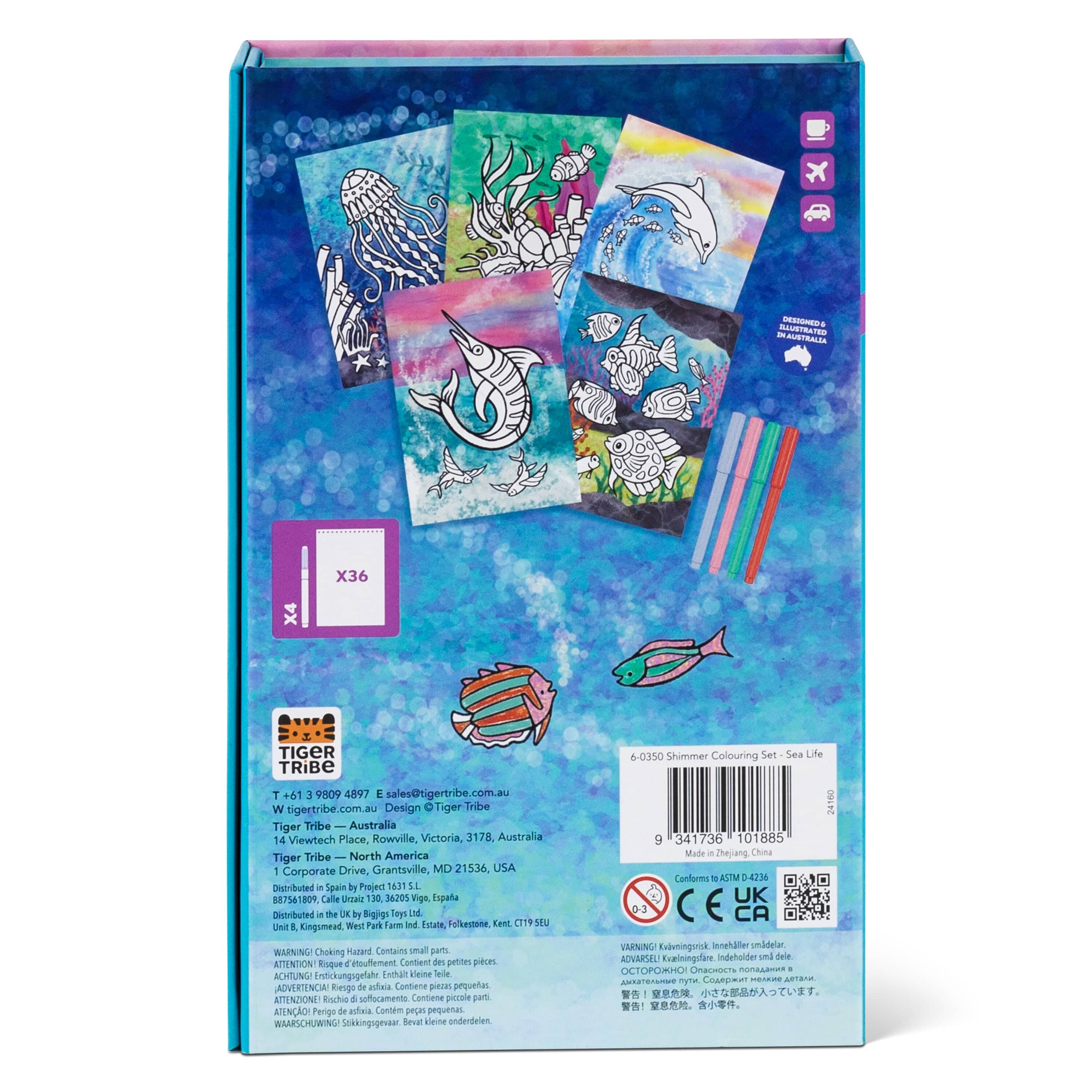 Tiger Tribe Gift Stationery Shimmer Colouring Set - Sea Life