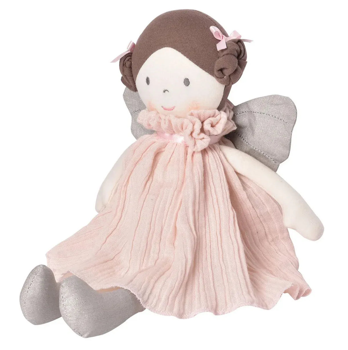 Soft toy doll from Tikiri Collection featuring Angelina with light skin, designed for children, made of plush and safe materials.