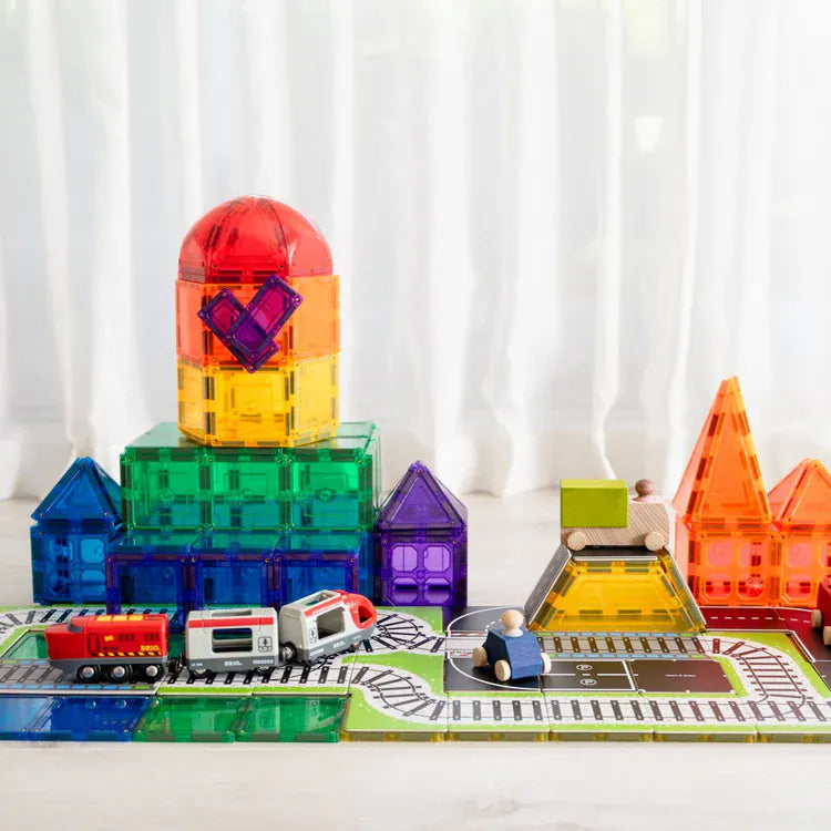 TileTek Toys TileTek - 36 Piece Magnetic Tile Toppers - Train