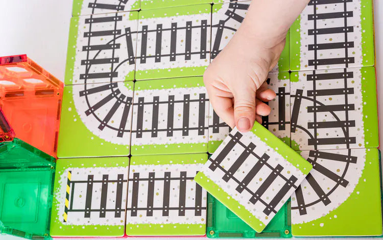TileTek Toys TileTek - 36 Piece Magnetic Tile Toppers - Train