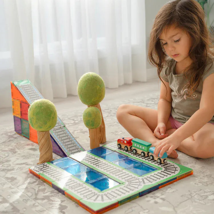 TileTek Toys TileTek - 36 Piece Magnetic Tile Toppers - Train