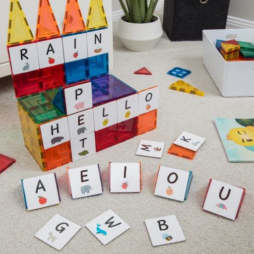 TileTek Toys TileTek - 40 Piece Magnetic Tile Toppers - Alphabet Uppercase