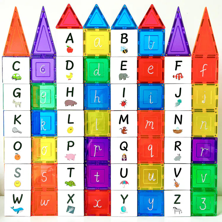 TileTek Toys TileTek - 40 Piece Magnetic Tile Toppers - Alphabet Uppercase