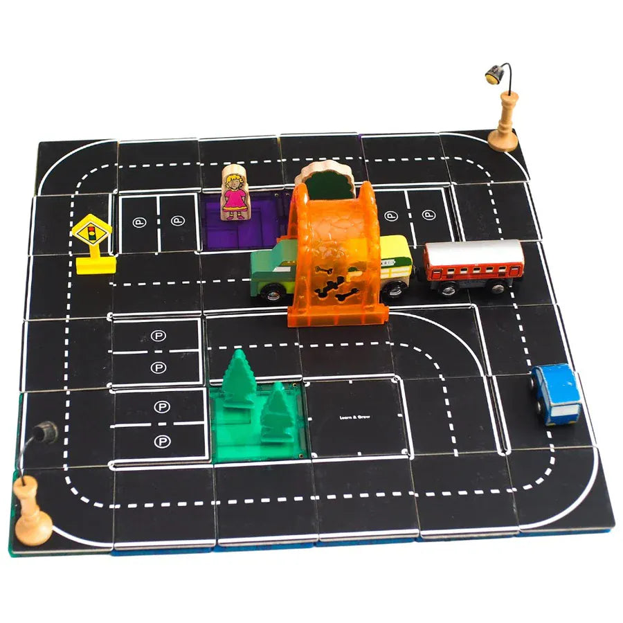 TileTek Toys TileTek - 40 Piece Magnetic Tile Toppers - Roads