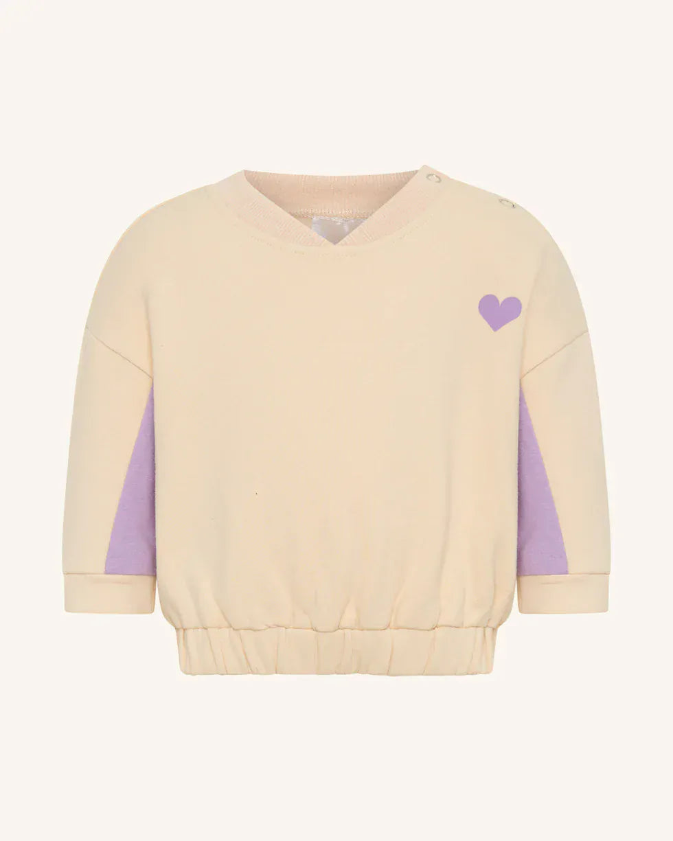 Tiny Tribe Lilac Love Girls All-In-One set with soft purple fabric and playful design, perfect for comfortable everyday wear.