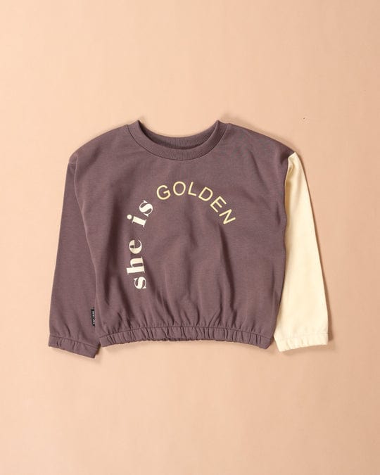 Tiny Tribe Girls Top She Is Golden Drop Shoulder Sweat Top