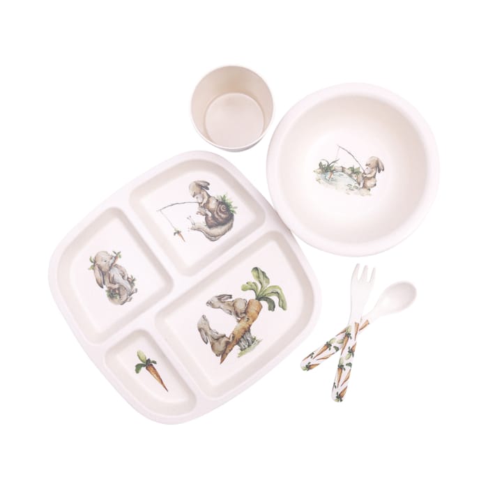 Tiny Wonders My First Dinner Set accessory feeding set with child-friendly plates, bowl, cup, and utensils