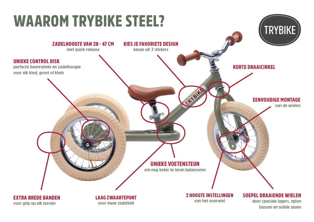 Trybike Ride On Trybike - Pink Steel