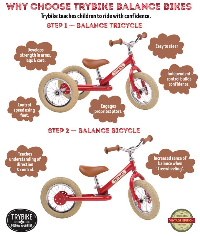 Trybike Vintage Red ride-on toy for kids, featuring a classic red design and sturdy wooden construction for outdoor play.