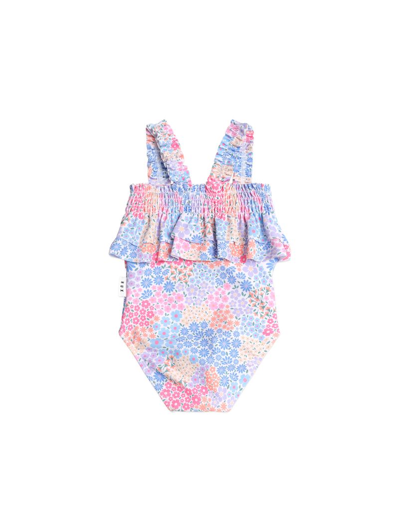 Shirred Swimsuit Floral Bloom