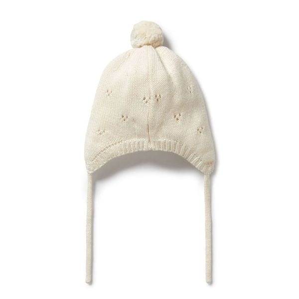 Wilson & Frenchy Accessories Hats Ecru Knitted Pointelle Bonnet