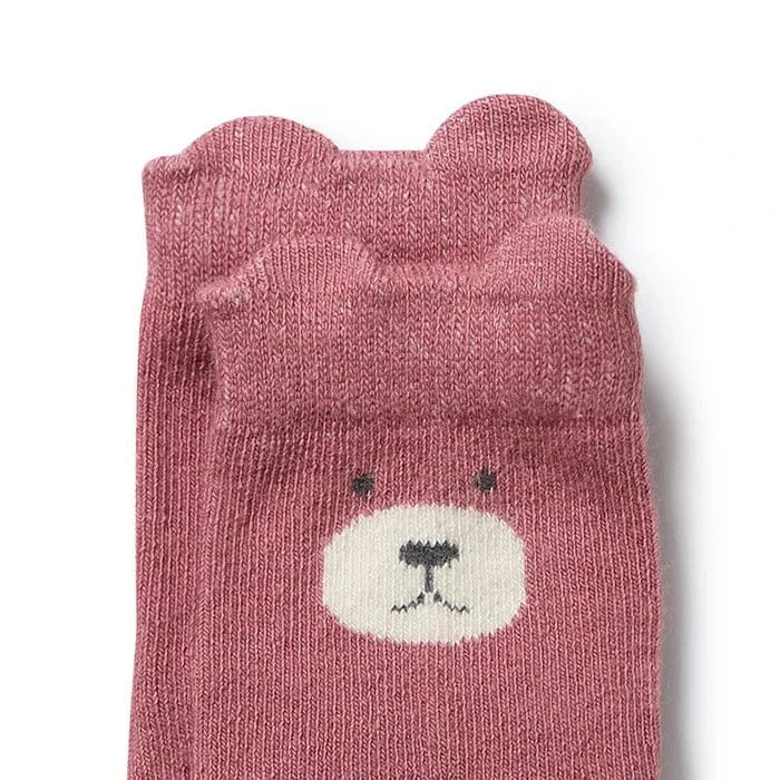 Set of four girls' organic baby socks by Wilson & Frenchy, soft cotton accessory socks for infants and toddlers.