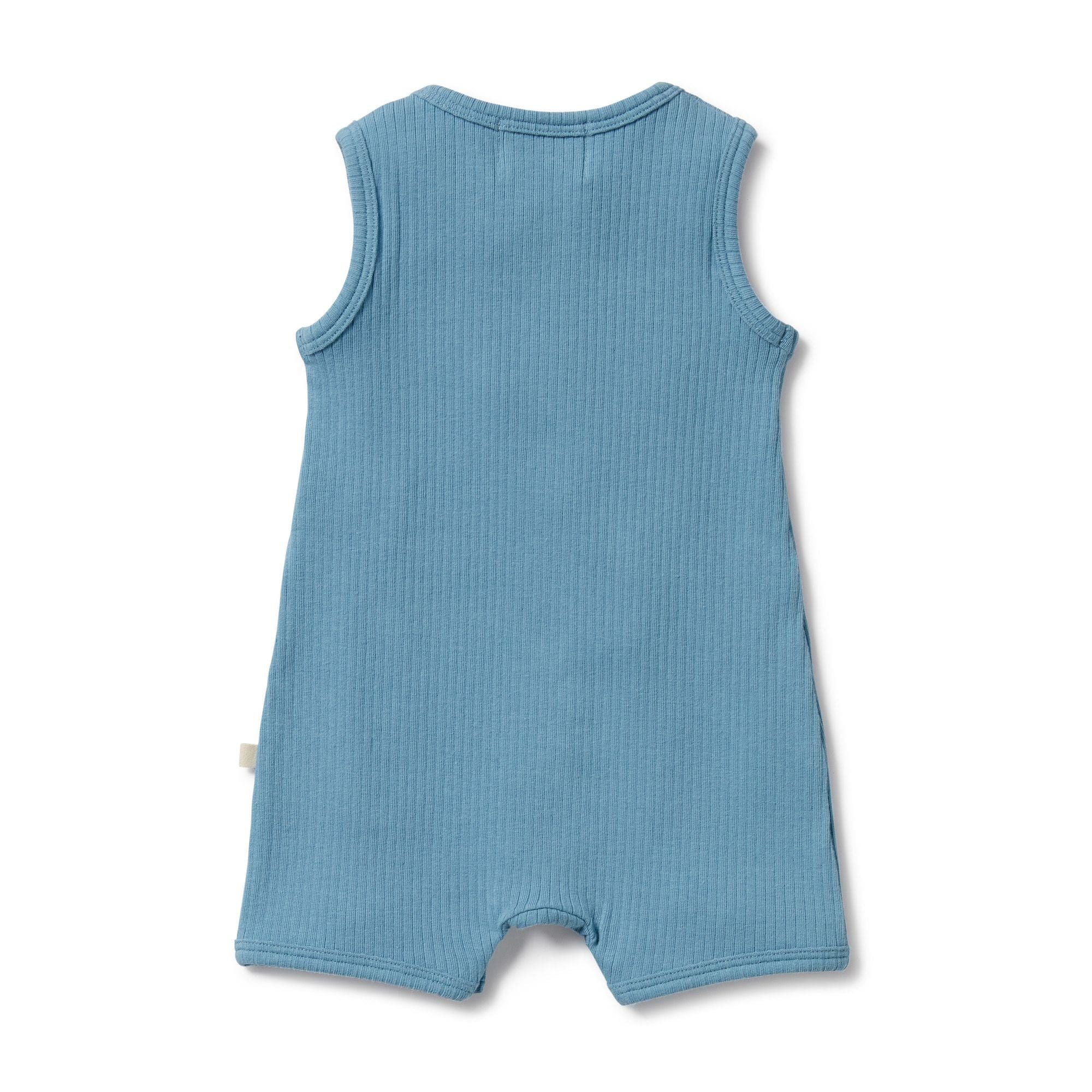 Wilson & Frenchy Boys All In Ones Sky Blue Organic Rib Growsuit