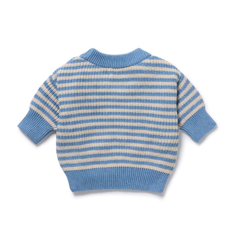 Wilson & Frenchy Boys Jumper Frosted Blue Organic Knitted Stripe Jumper