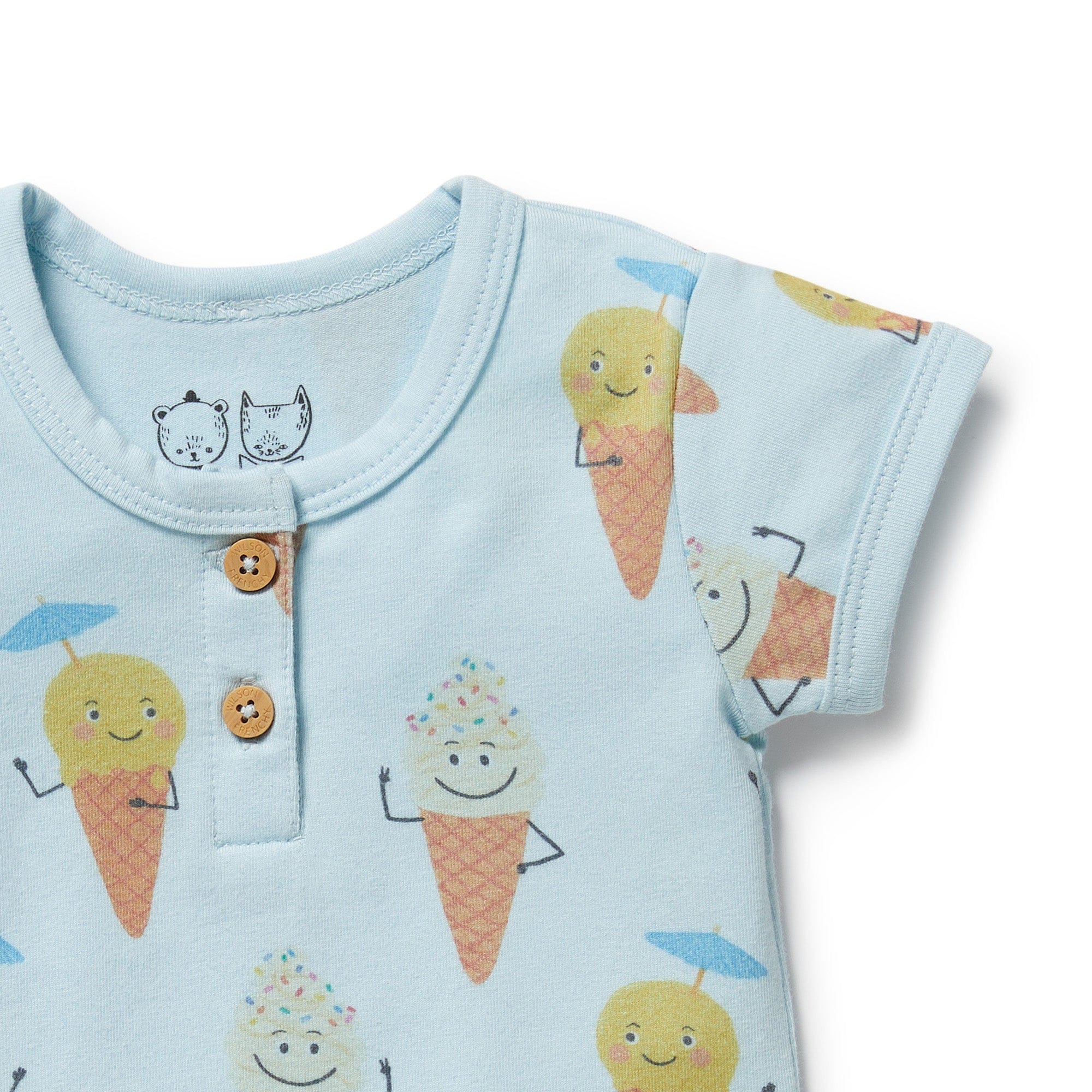 Wilson & Frenchy Boys Onesie Frosty Friends Organic Henley Bodysuit
