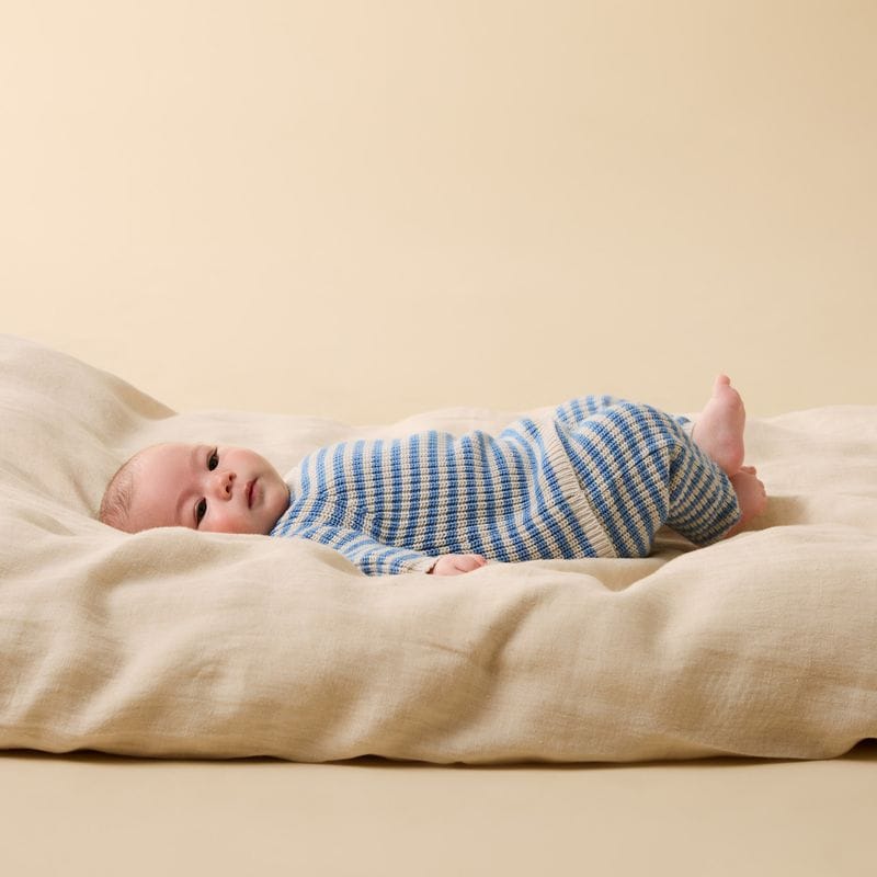 Wilson & Frenchy Boys Pants NB Frosted Blue Organic Knitted Stripe Legging