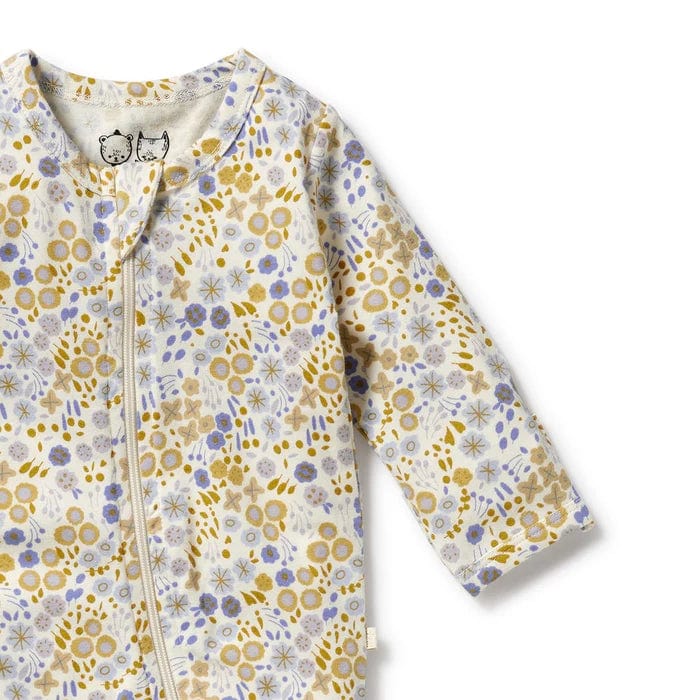 Wilson & Frenchy Girls All In One Little Meadow Organic Zipsuit with Feet