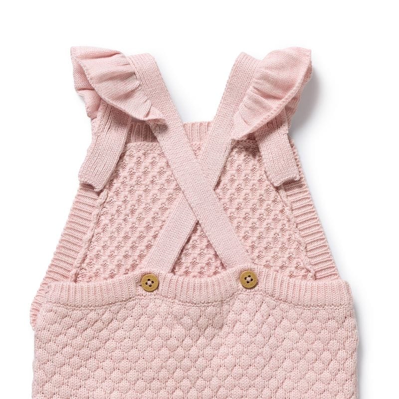 Wilson & Frenchy Girls All In One Marshmellow Organic Knitted Bubble Ruffle Overall