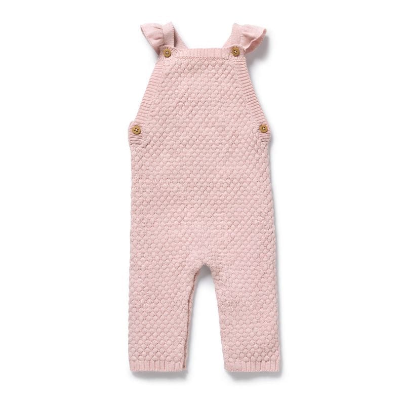 Wilson & Frenchy Girls All In One Marshmellow Organic Knitted Bubble Ruffle Overall