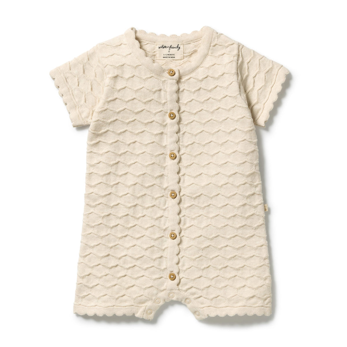 Wilson & Frenchy Girls All In One NB Milk Cloud Organic Knitted Chevron Growsuit