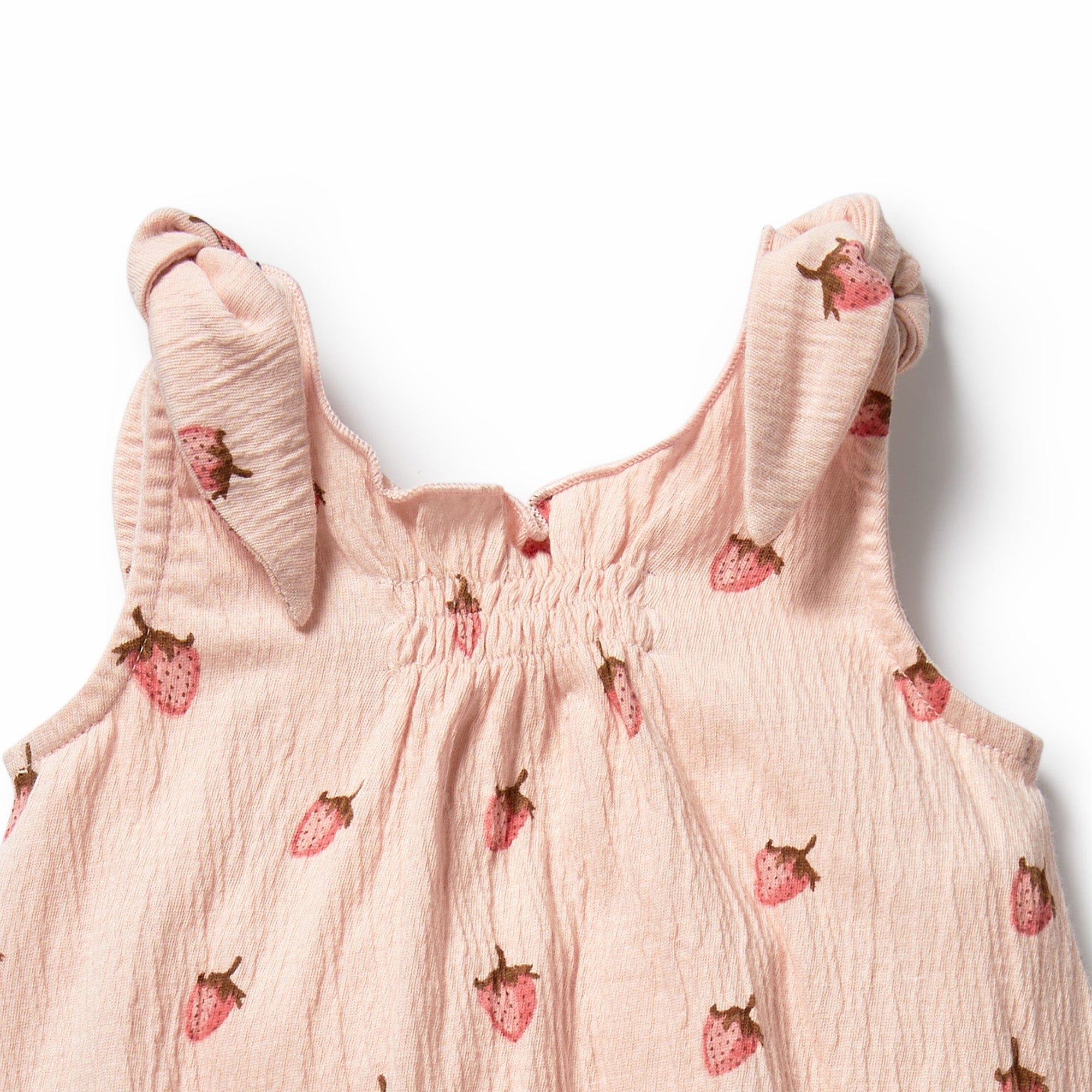 Wilson & Frenchy Girls All In One Strawberry Kisses Organic Tie Playsuit