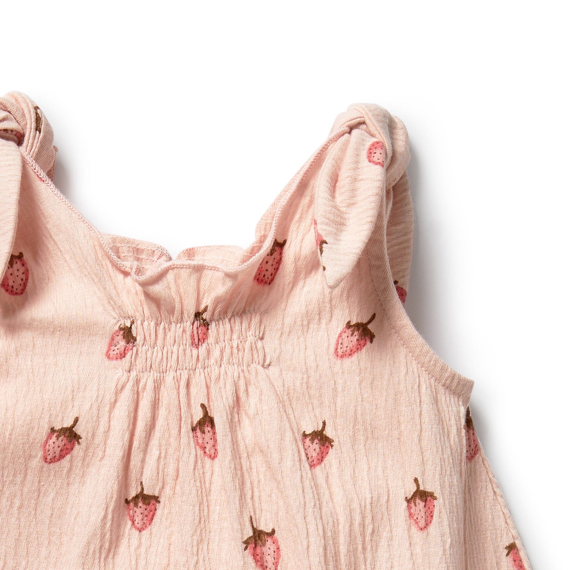 Wilson & Frenchy Girls All In One Strawberry Kisses Organic Tie Playsuit