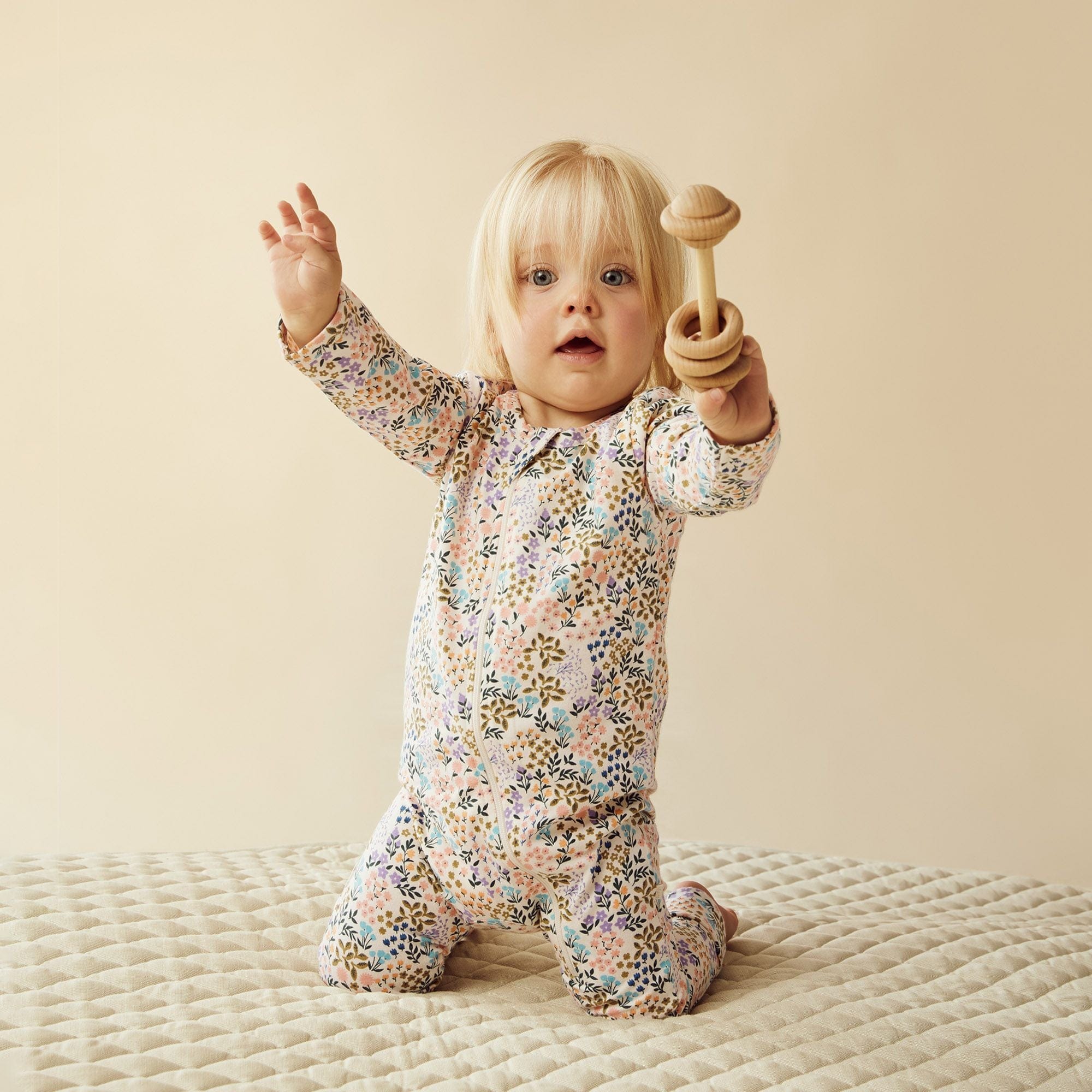 Wilson & Frenchy Girls All In One Tiny Bloom Organic Zipsuit with Feet