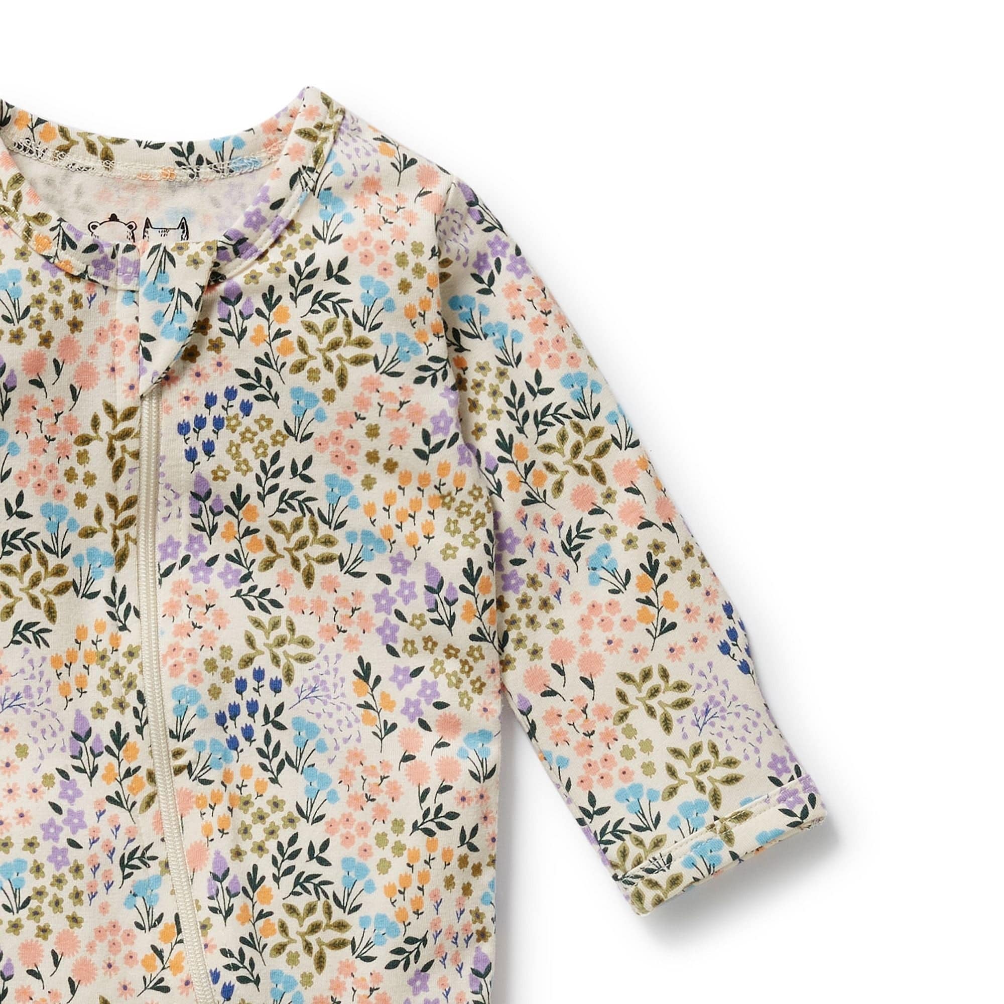 Wilson & Frenchy Girls All In One Tiny Bloom Organic Zipsuit with Feet