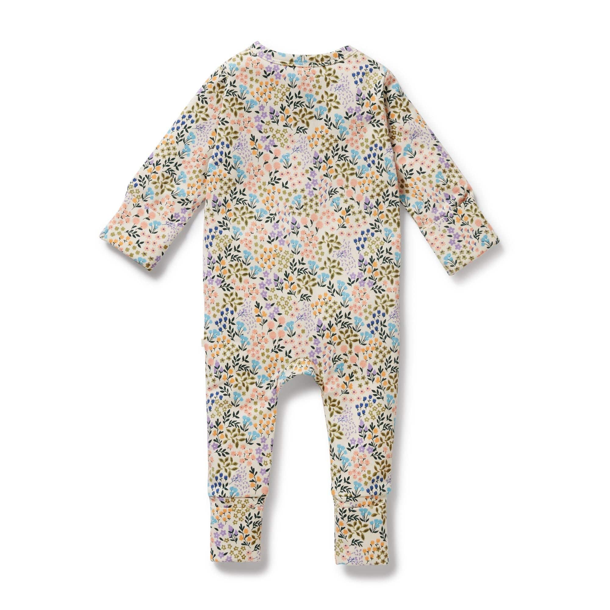 Wilson & Frenchy Girls All In One Tiny Bloom Organic Zipsuit with Feet