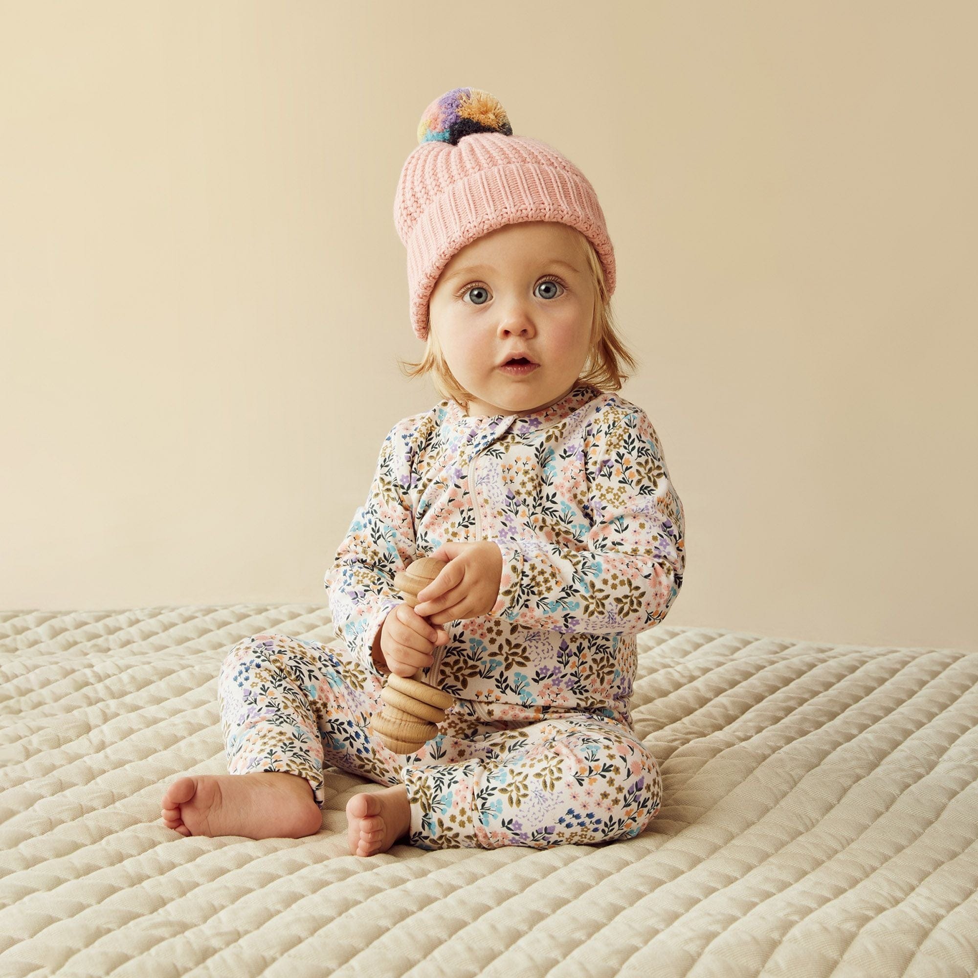 Wilson & Frenchy Girls All In One Tiny Bloom Organic Zipsuit with Feet