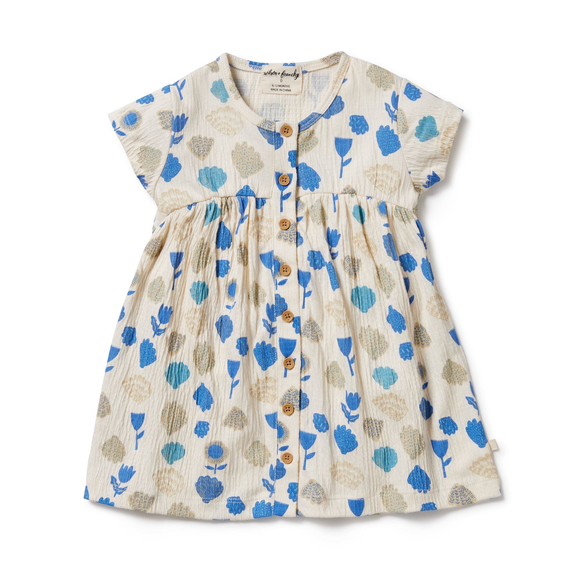 Wilson & Frenchy Girls Dress Ocean Breeze Crinkle Button Dress