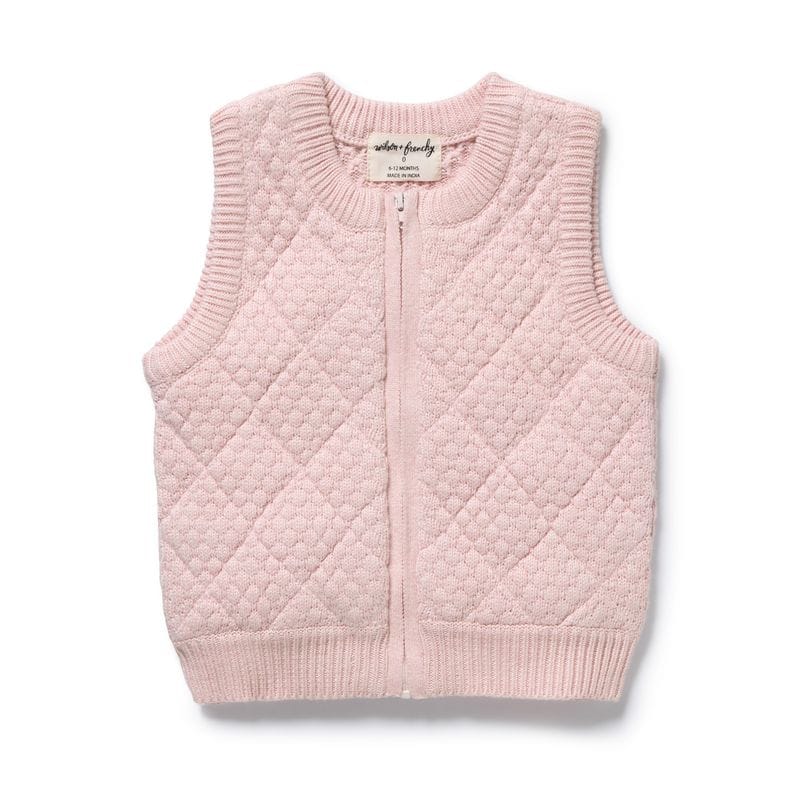 Wilson & Frenchy Girls Jumper 3-6M Marshmellow Organic Knitted Bubble Vest