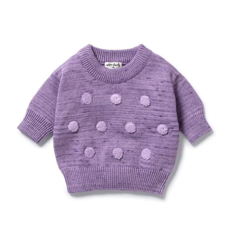 Wilson & Frenchy Girls Jumper 3-6M Mulberry Organic Knitted Bauble Jumper