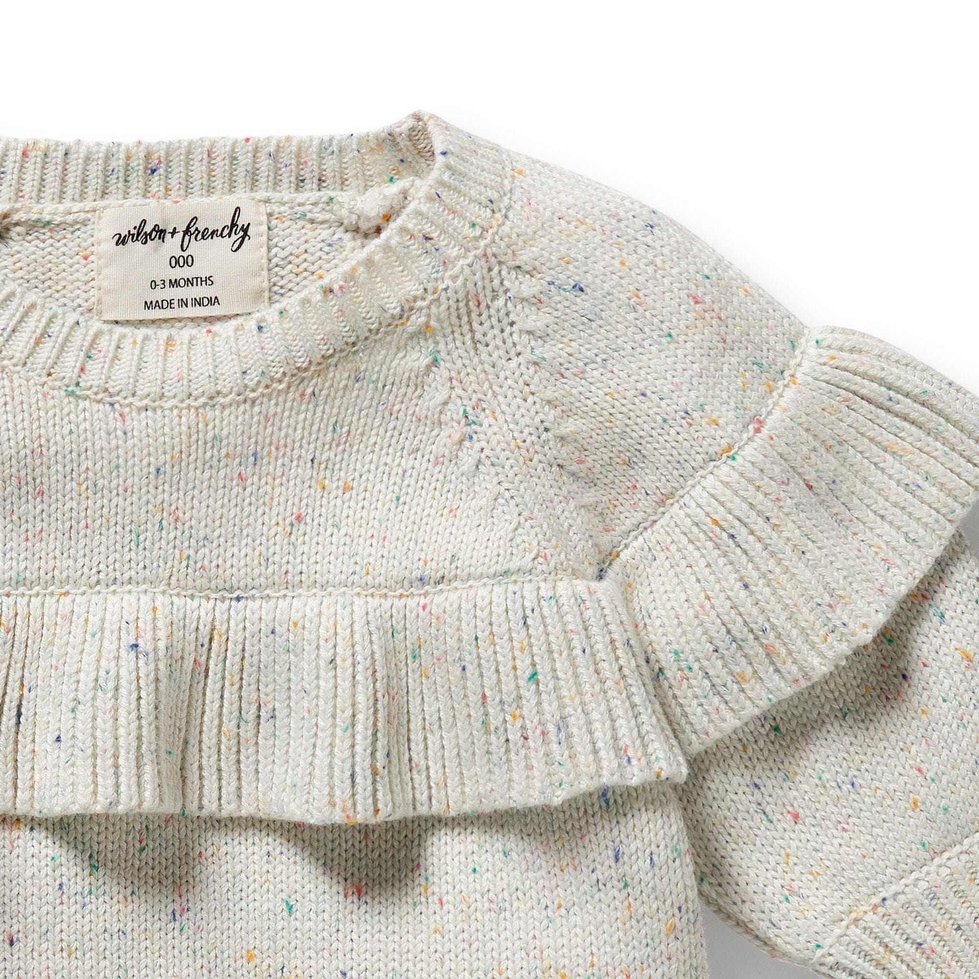Wilson & Frenchy Girls Jumper Hundreds and Thousands Organic Knitted Ruffle Jumper