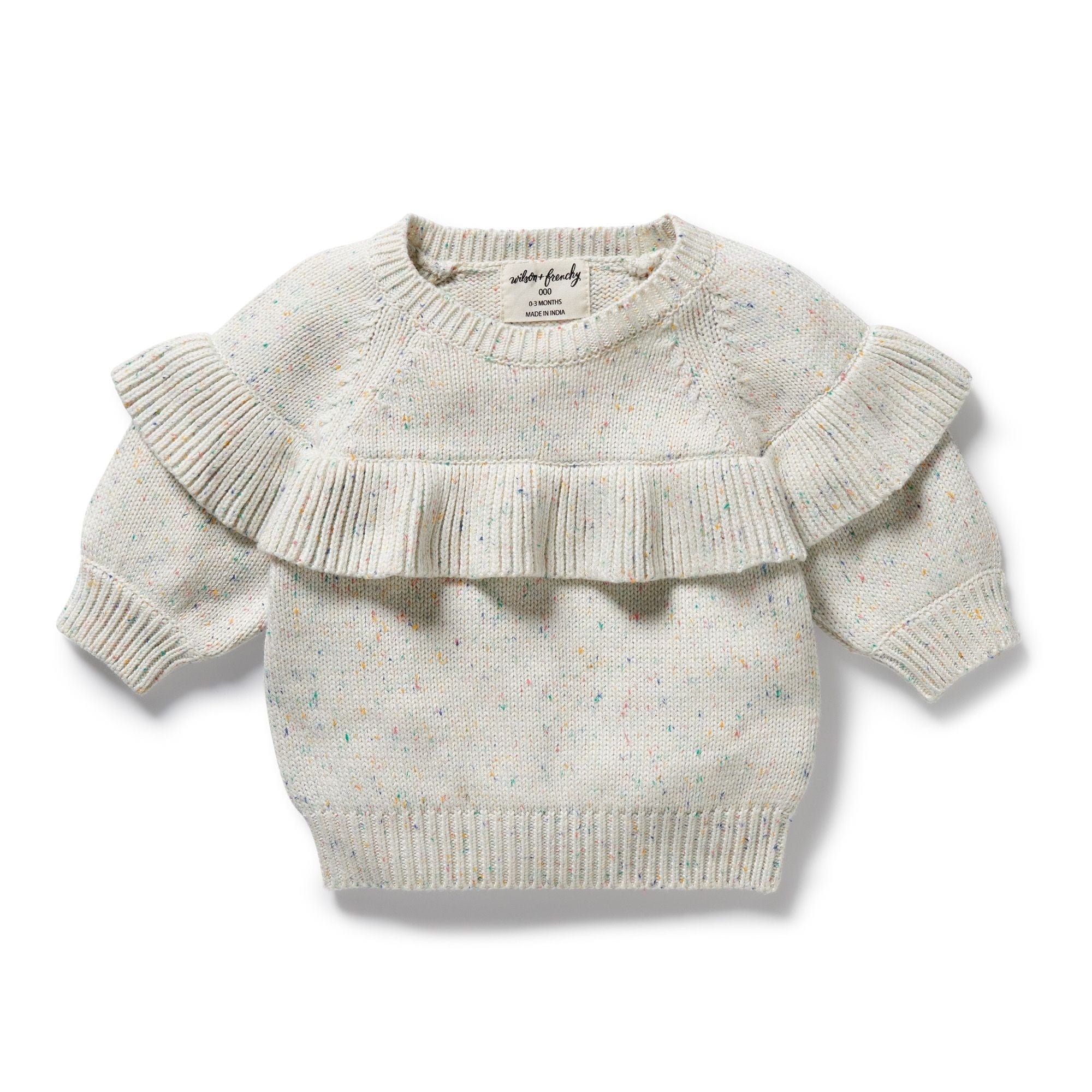 Wilson & Frenchy Girls Jumper Hundreds and Thousands Organic Knitted Ruffle Jumper