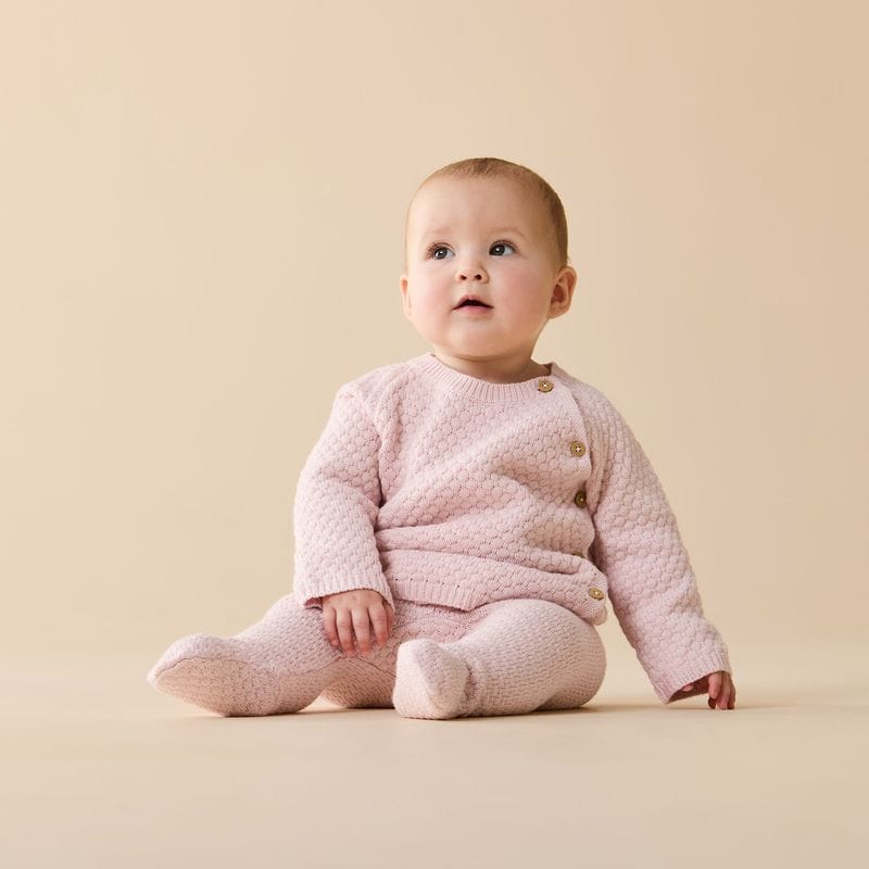 Wilson & Frenchy Girls Jumper NB Marshmellow Organic Knitted Bubble Kimono Cardigan