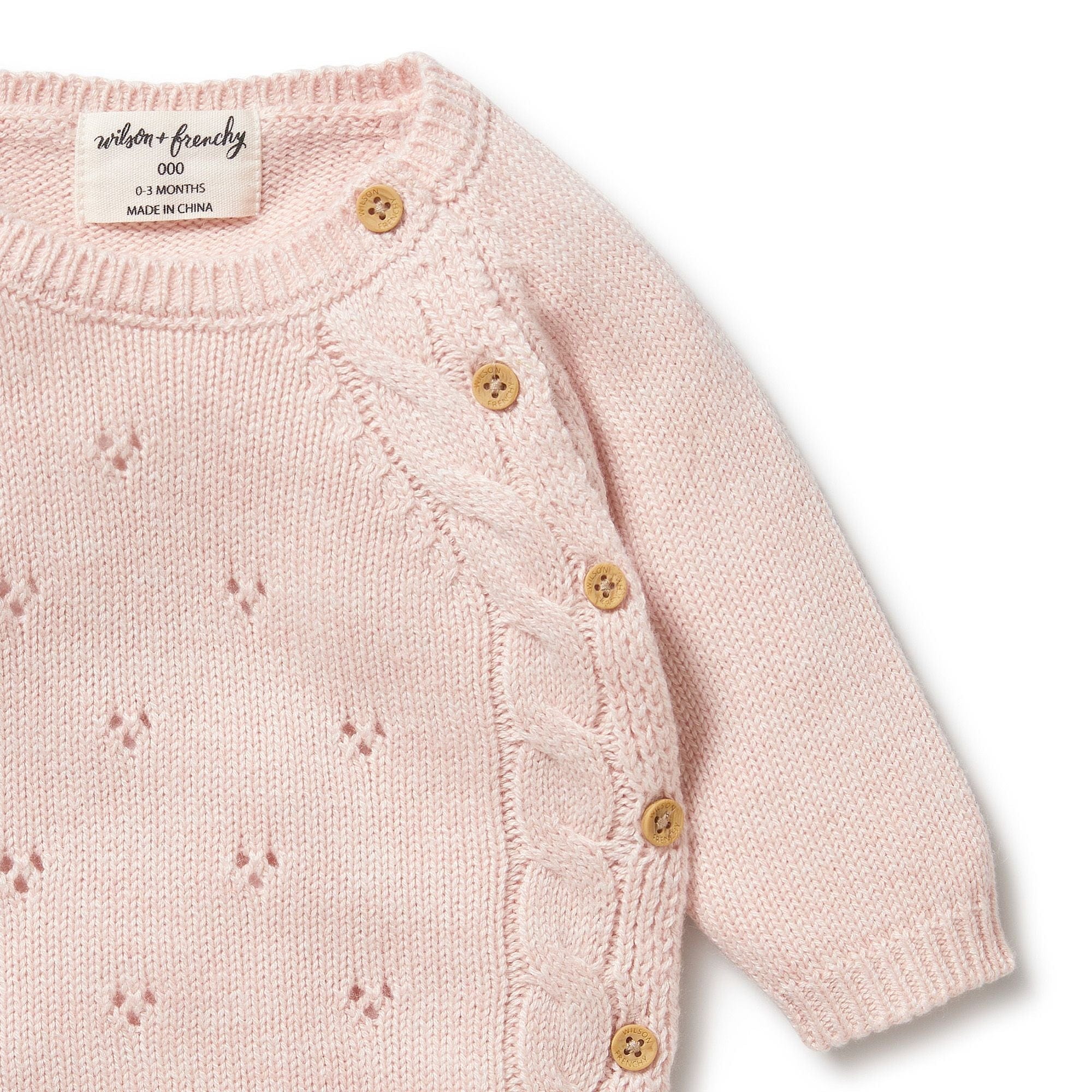 Wilson & Frenchy Girls Jumper Pink Knitted Pointelle Kimono Cardigan