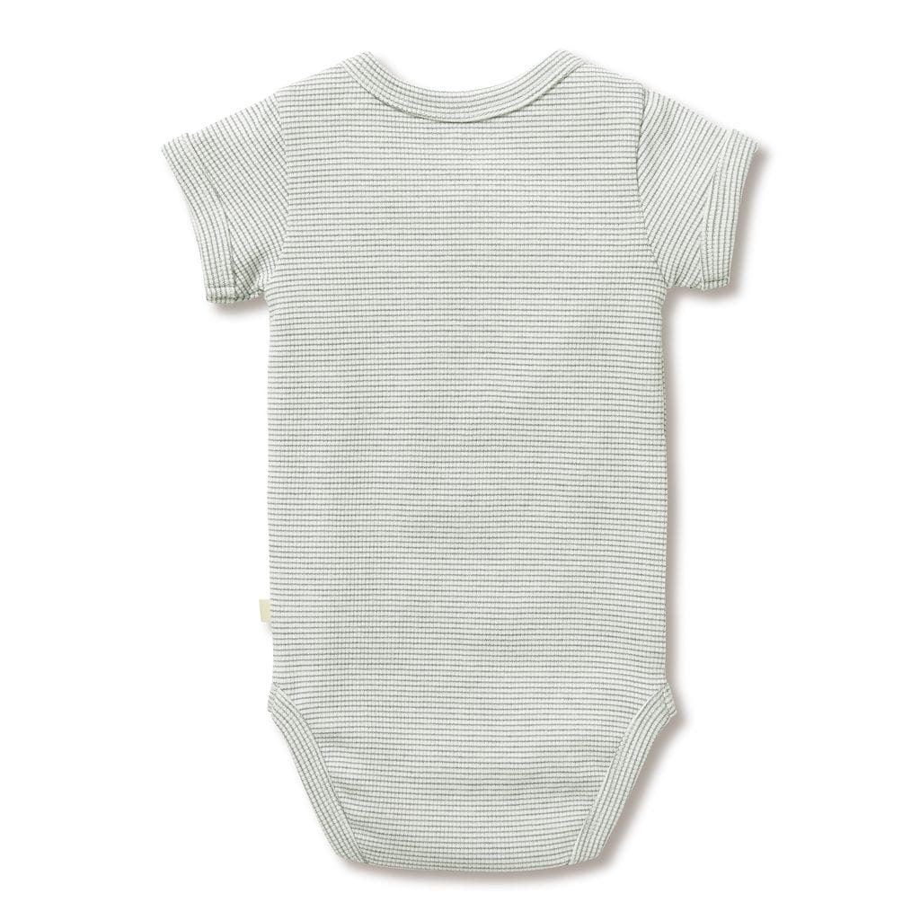 Wilson & Frenchy Girls Onesie Organic Stripe Rib Bodysuit - Fern