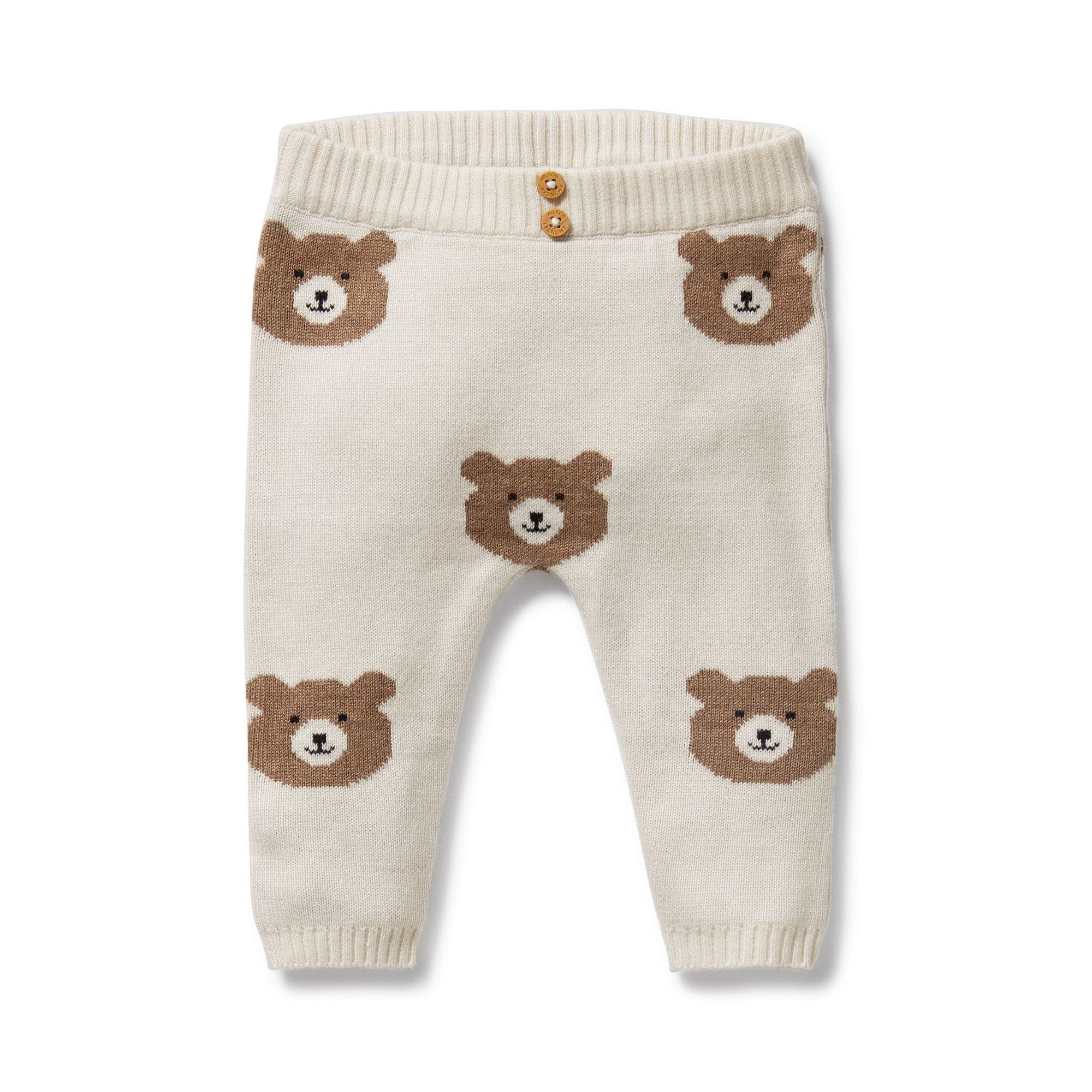 Wilson & Frenchy Girls Pants Beary Cute Organic Knitted Jacquard Legging