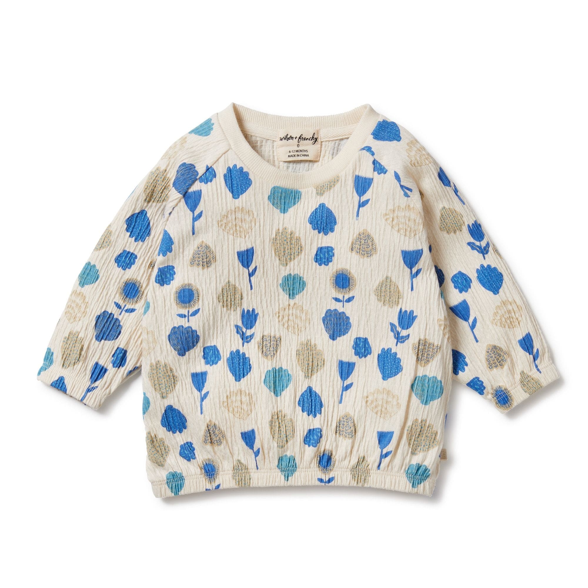 Wilson & Frenchy Girls Top Ocean Breeze Crinkle Sweat