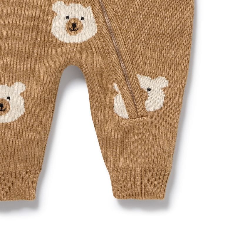 Wilson & Frenchy Unisex Onesie Beary Cute Organic Knitted Jacquard Growsuit