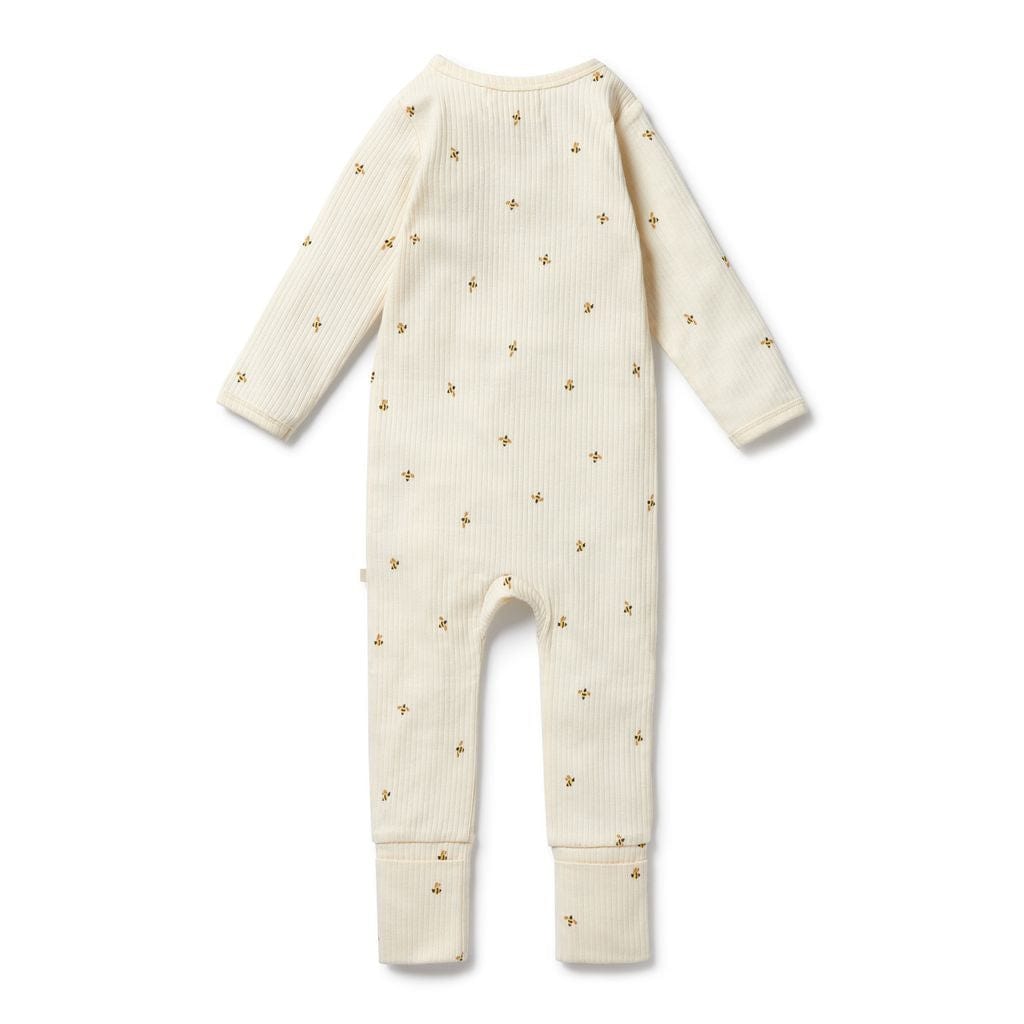 Wilson & Frenchy Unisex Onesie Bee Mine Organic Zipsuit with Feet