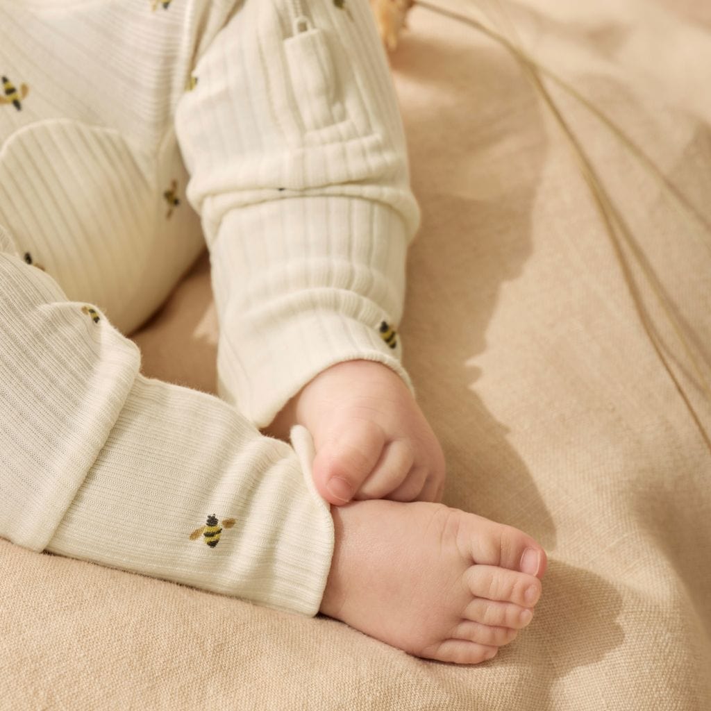 Wilson & Frenchy Unisex Onesie Bee Mine Organic Zipsuit with Feet