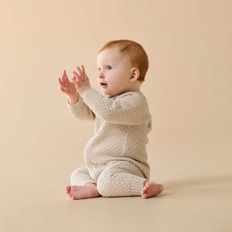 Wilson & Frenchy Unisex Onesie Cream Organic Knitted Bubble Growsuit