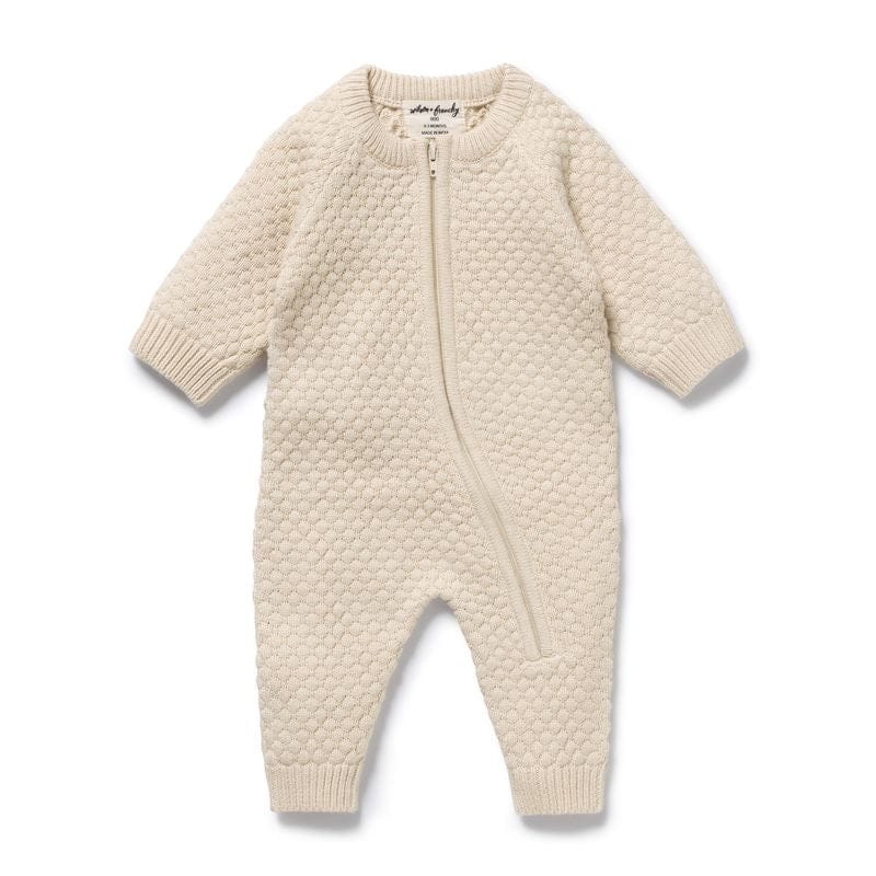Wilson & Frenchy Unisex Onesie Cream Organic Knitted Bubble Growsuit