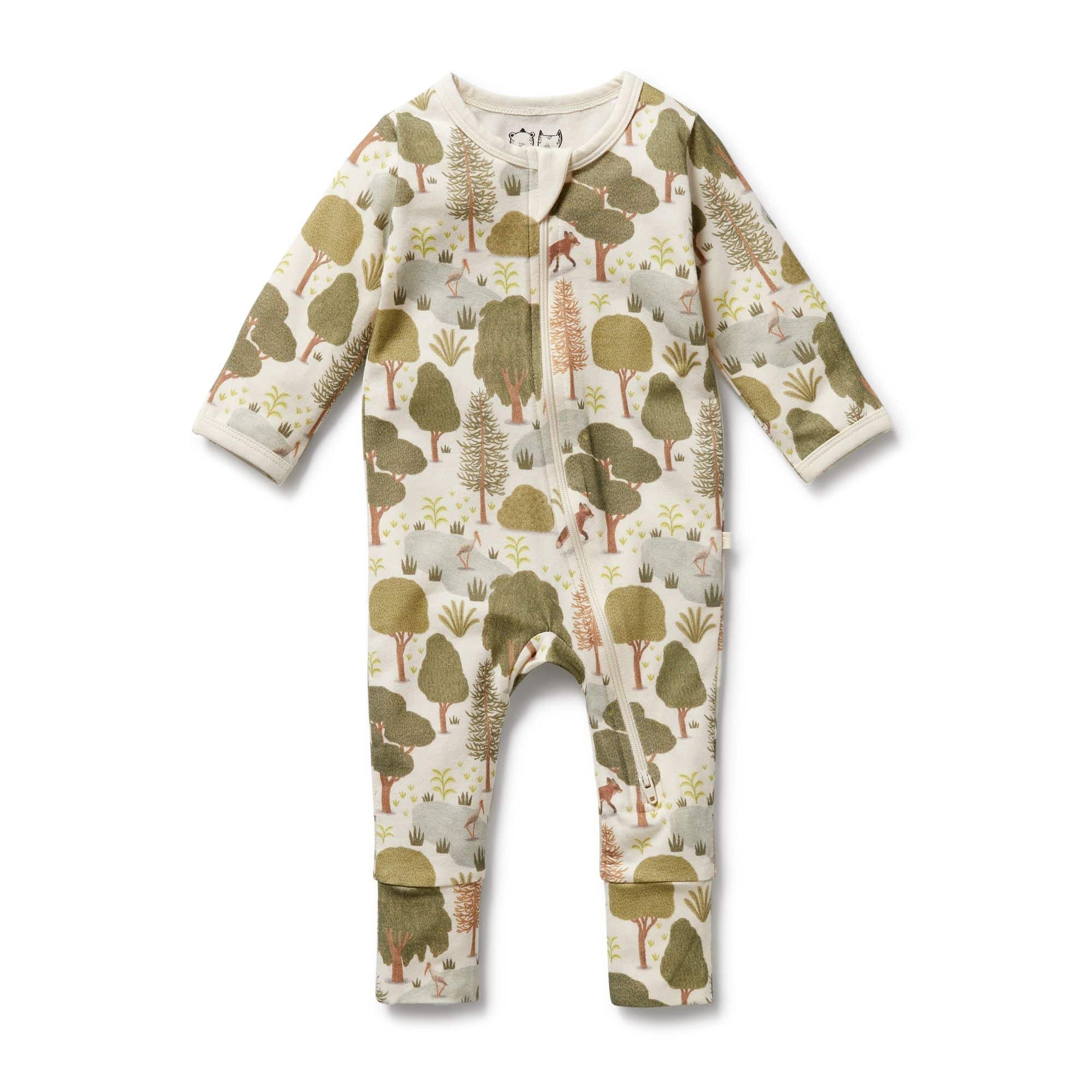 Wilson & Frenchy Unisex Onesie Little Trees Organic Zipsuit with Feet