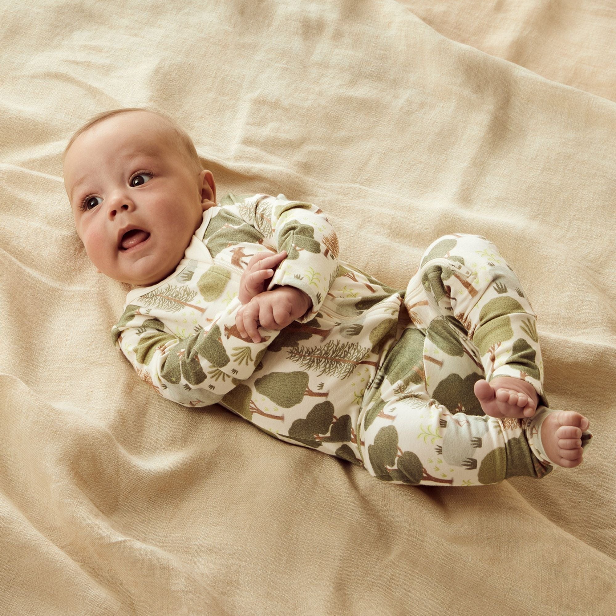 Wilson & Frenchy Unisex Onesie Little Trees Organic Zipsuit with Feet
